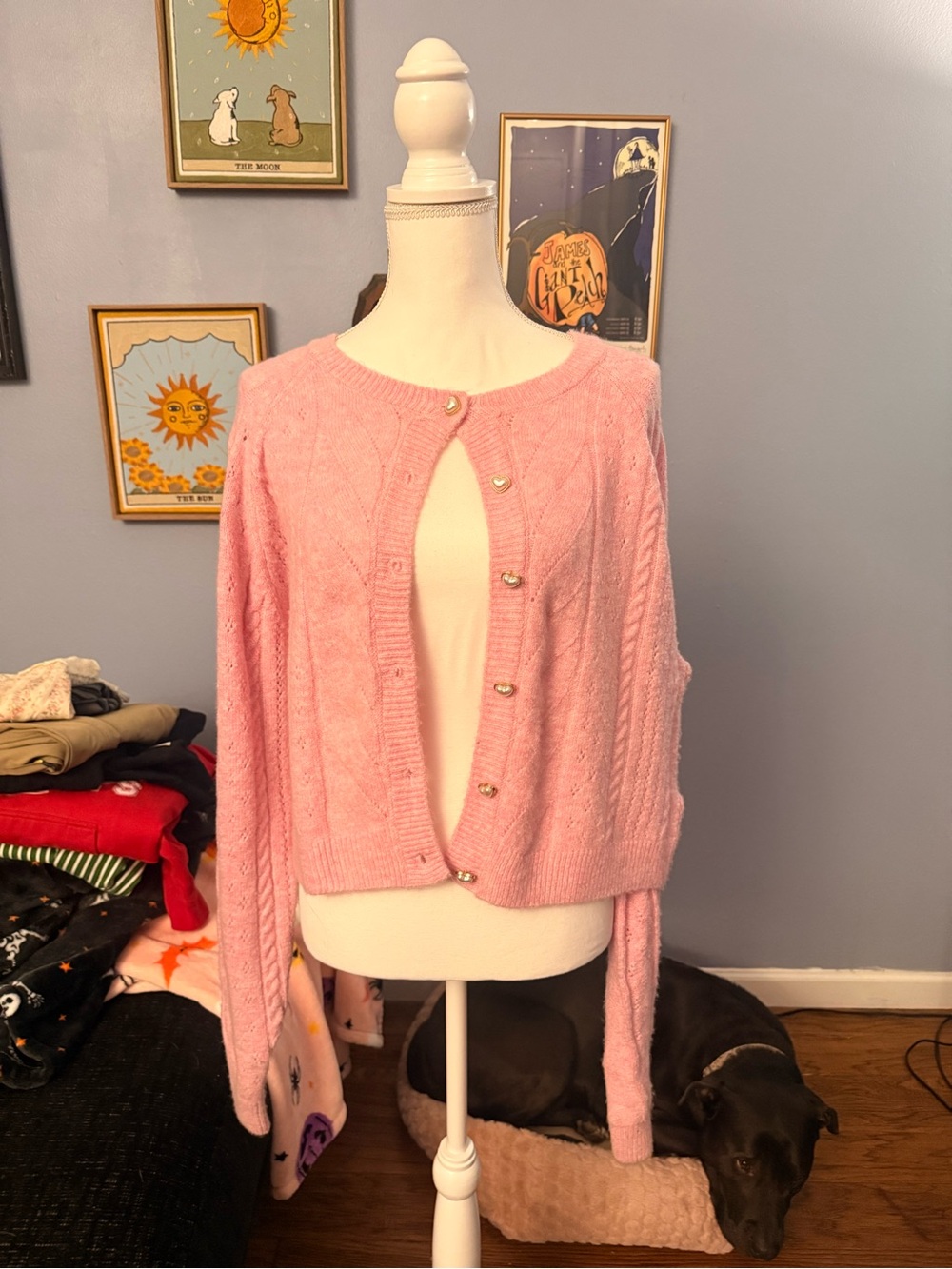 Celebrity Pink Soft Pink Button-Up Knit Cardigan
